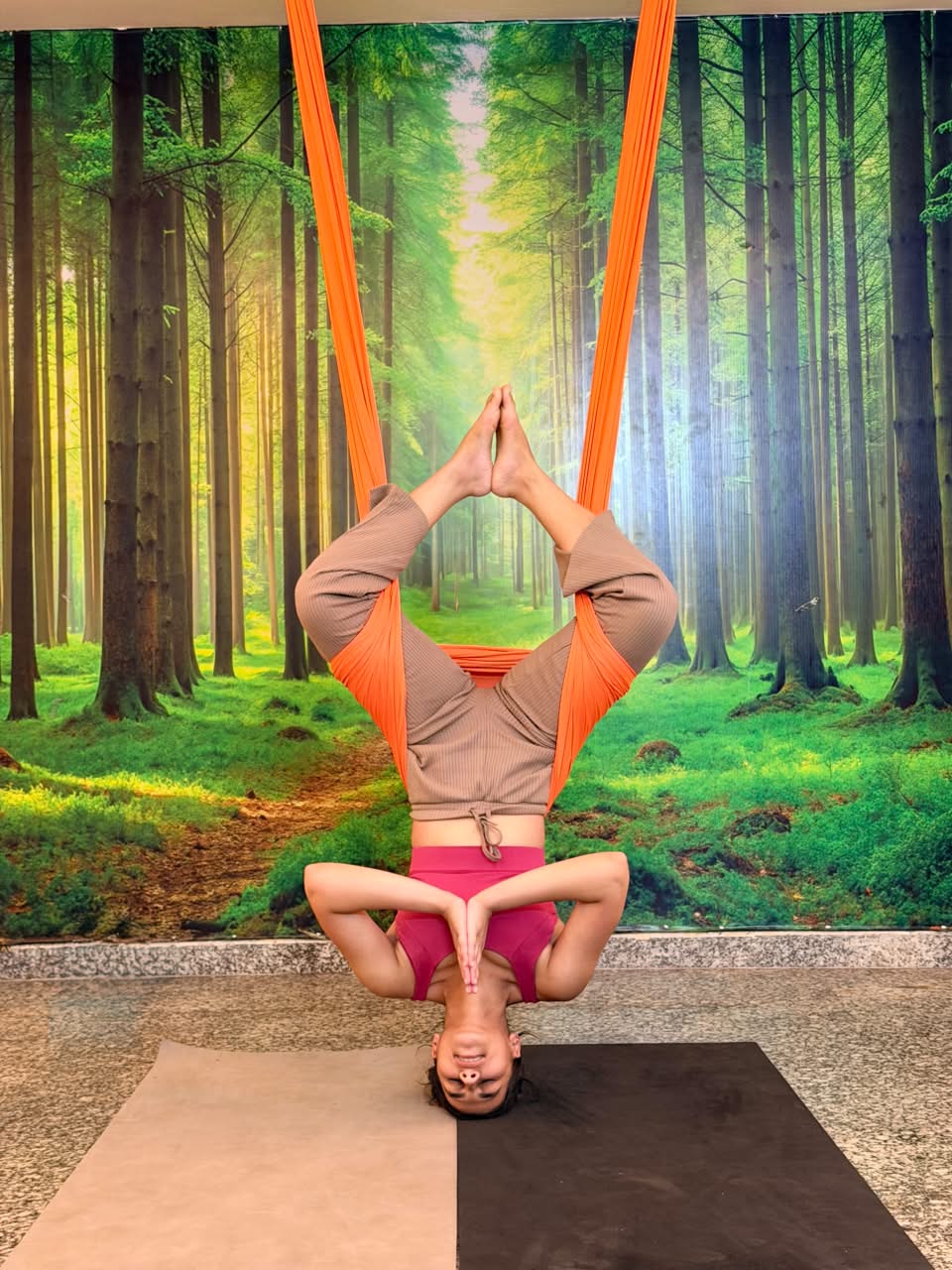 Aerial yoga session at Ved Yoga Shala